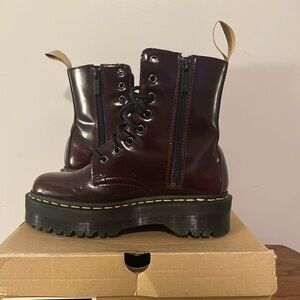 DR MARTENS VEGAN JADON II BOOT Cherry Red LEATHER PLATFORMS